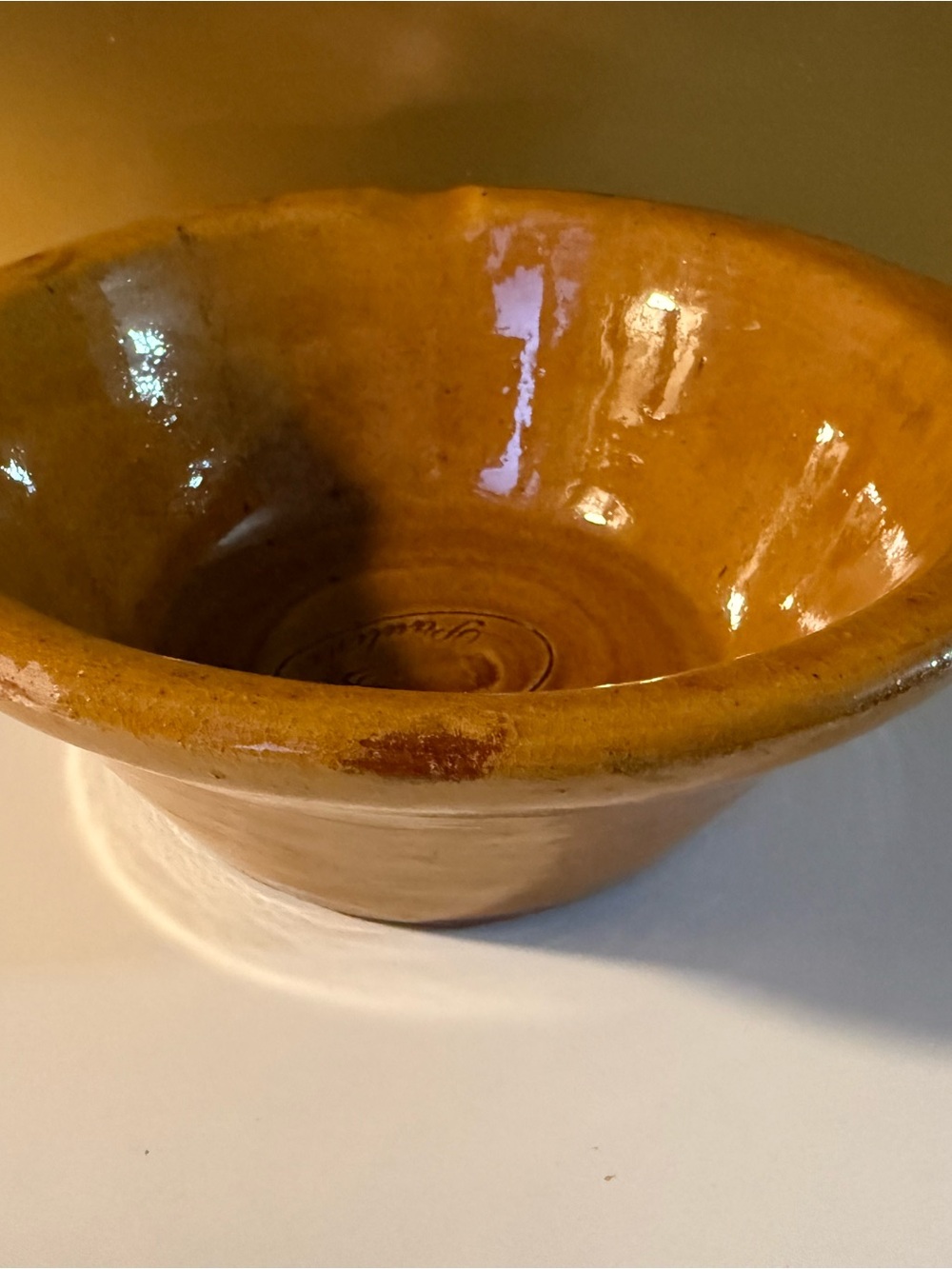 Antique 1900’s Pauline Italy Handcrafted Ceramic Bowl in Warm Honey Brown